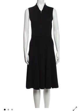 Jason Wu Black Knit Midi Dress Zip Front A-Line Sleeveless Size M